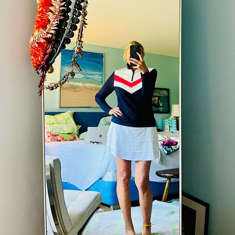 NWT Medinah Country Club Ralph Lauren Navy, Red and White Chevron Striped Top - Picture 4 of 7